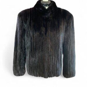 Saga Mink Genuine Black Murano Mink Fur Jacket w/ Silk Lining Luxury
